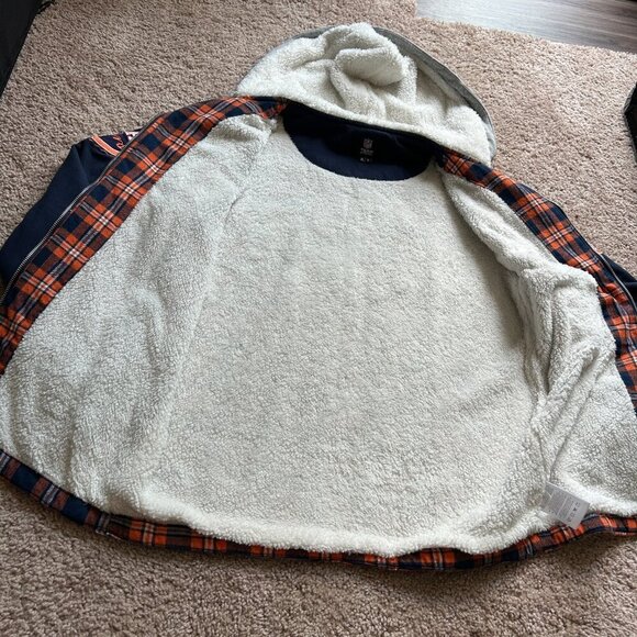 Chicago Bears NFL Sherpa Lined Flannel Hooded Jacket Size Medium - Picture 3 of 12